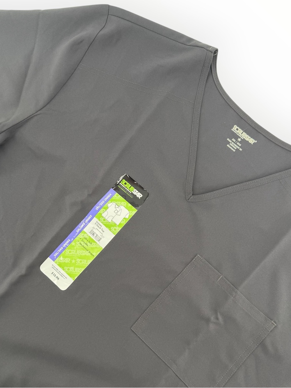Scrubstar Unisex Core Essentials V-Neck Scrub Top Gray 2XL NWT - Picture 9 of 9